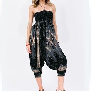 Boho Harem Halter Jumpsuit Pants 2 in 1 Genie Yoga Artsy Size Medium